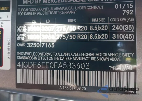 2015 Mercedes-Benz Gl 450 4Matic z USA, uszkodzony, nr VIN 4JGDF6EE0FA533603